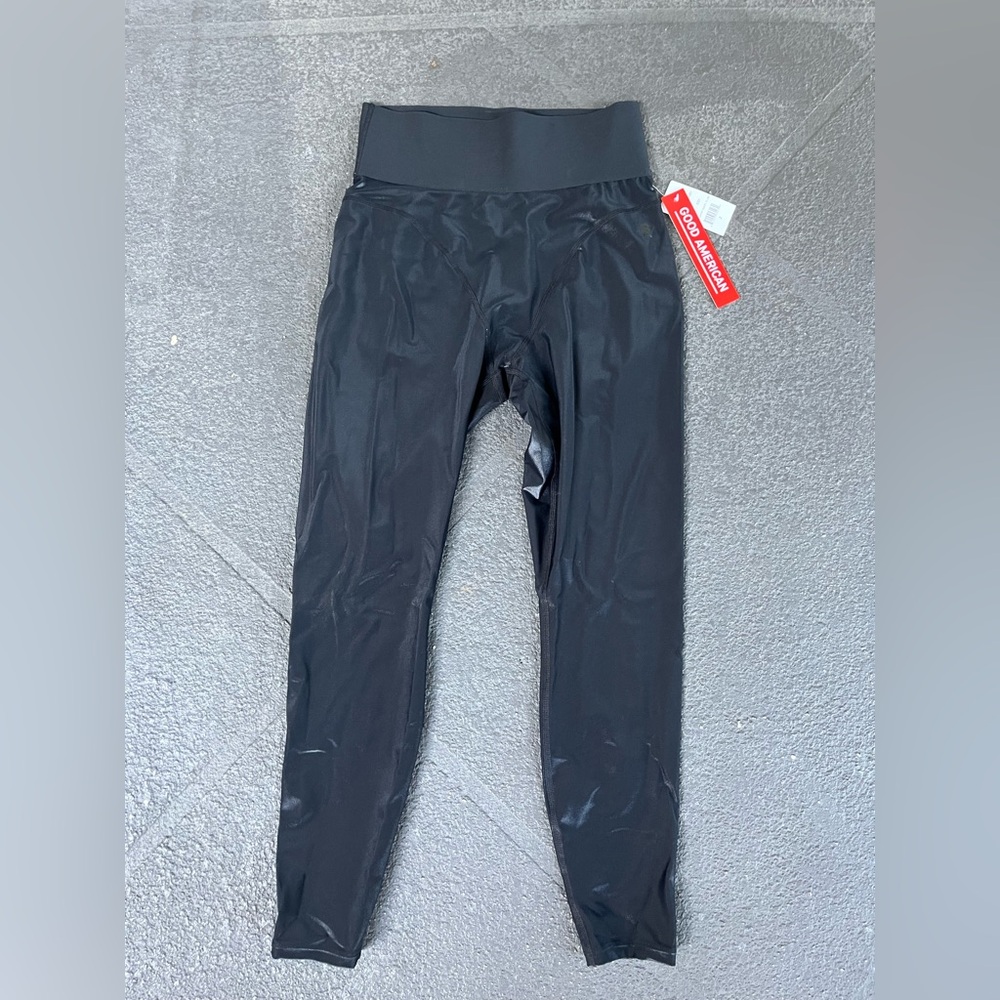 Good American midnight shine Faux Leather Leggings